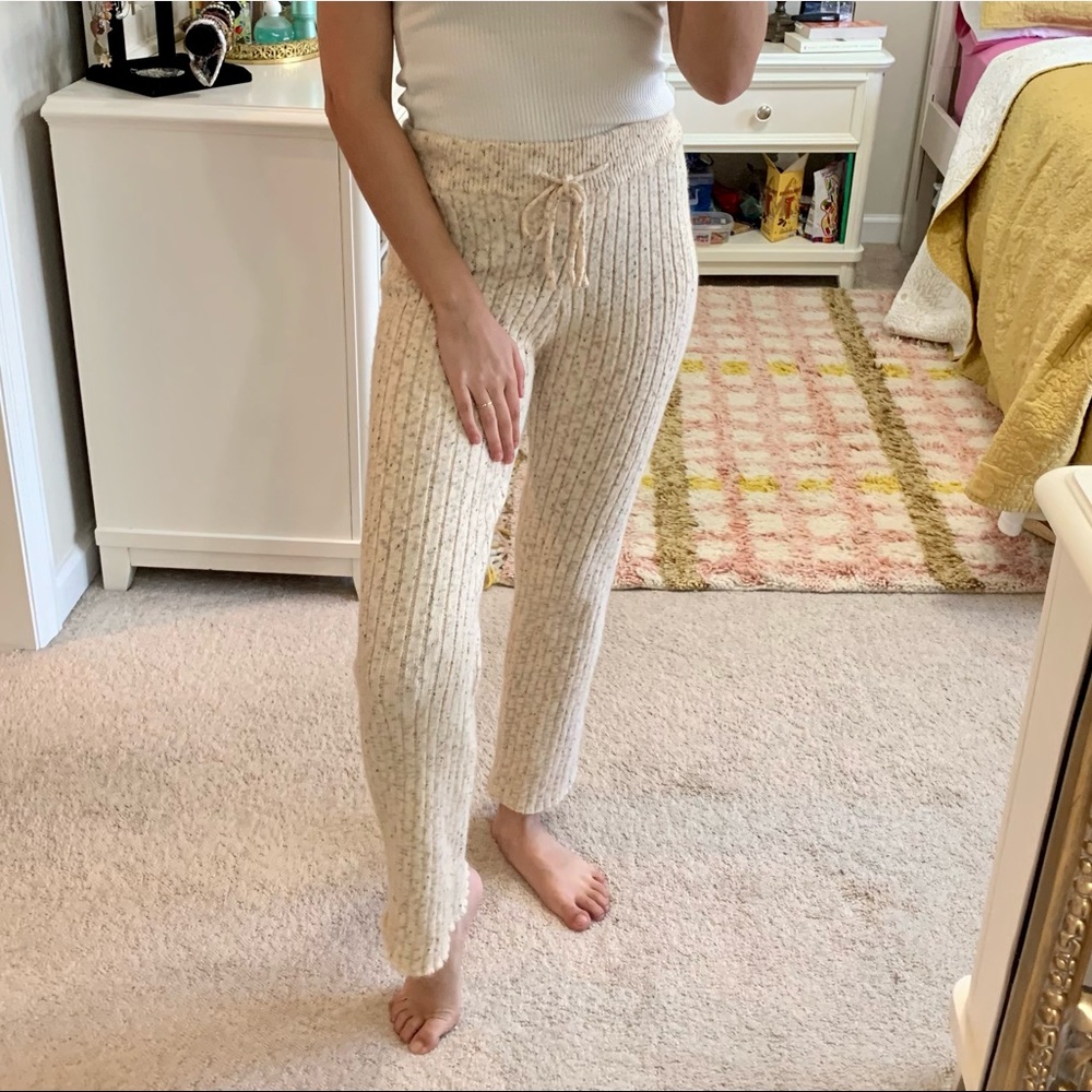 Heartloom Nikita Pants NWT Women’s XS Ribbed Knit Stretchy Cream Tie Drawstring